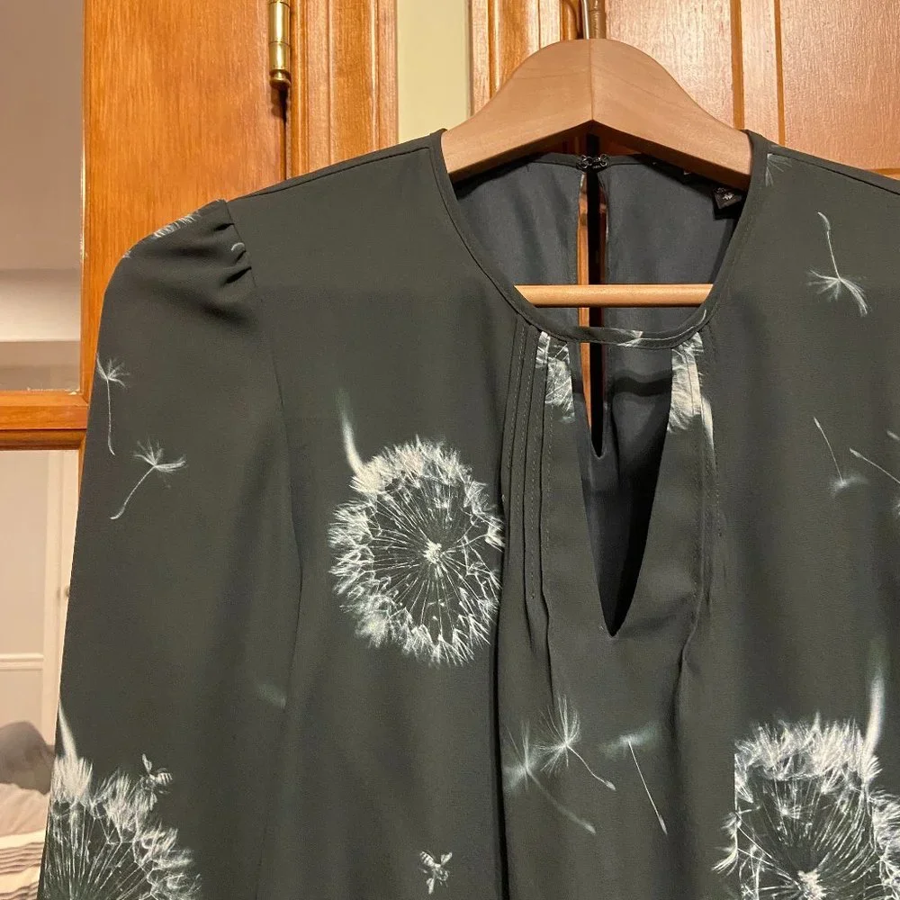 Express Dresses | Express Dress Charcoal Grey W/ Dandelion Flower Print size Xs - Picture 3 of 6